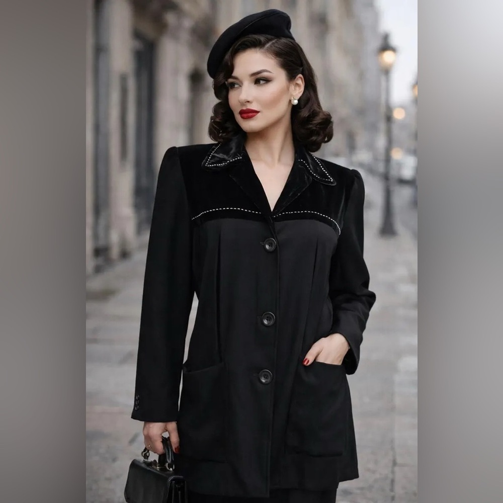 Zelda Vintage 90s does 40s Femme Fatale Jacket Old Hollywood Structured Shoulder